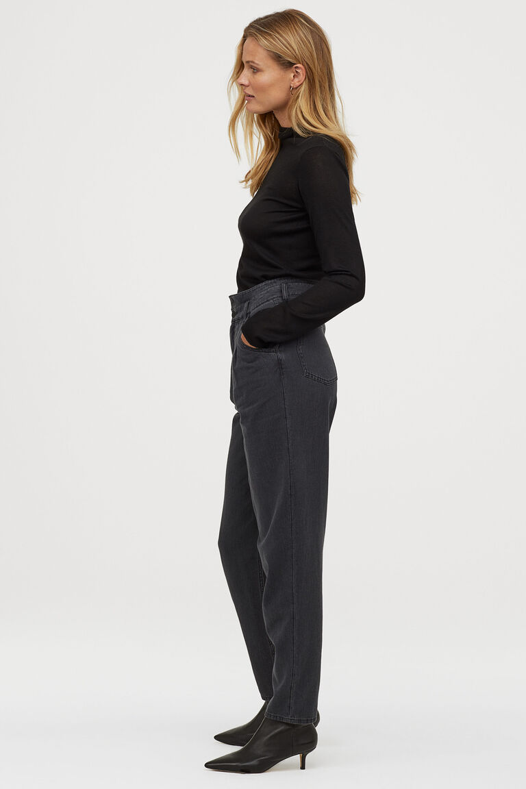 black fine knit polo neck