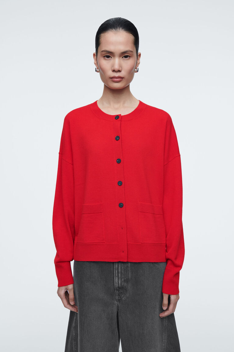 MERINO WOOL CREW-NECK CARDIGAN