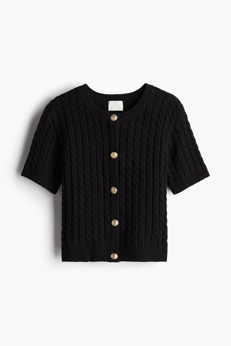 Kitty cable knit tops andmary black（andmary アンドマリー