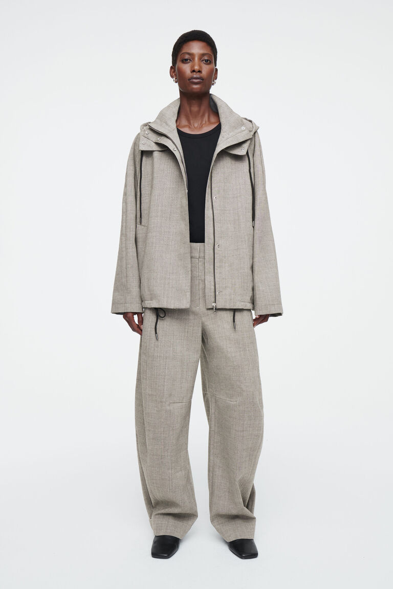 WOOL BARREL-LEG UTILITY TROUSERS