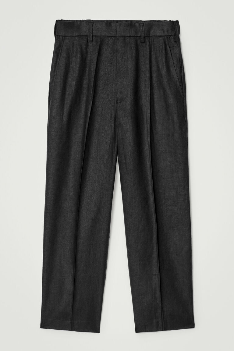 FLUID LINEN WIDE-LEG TROUSERS