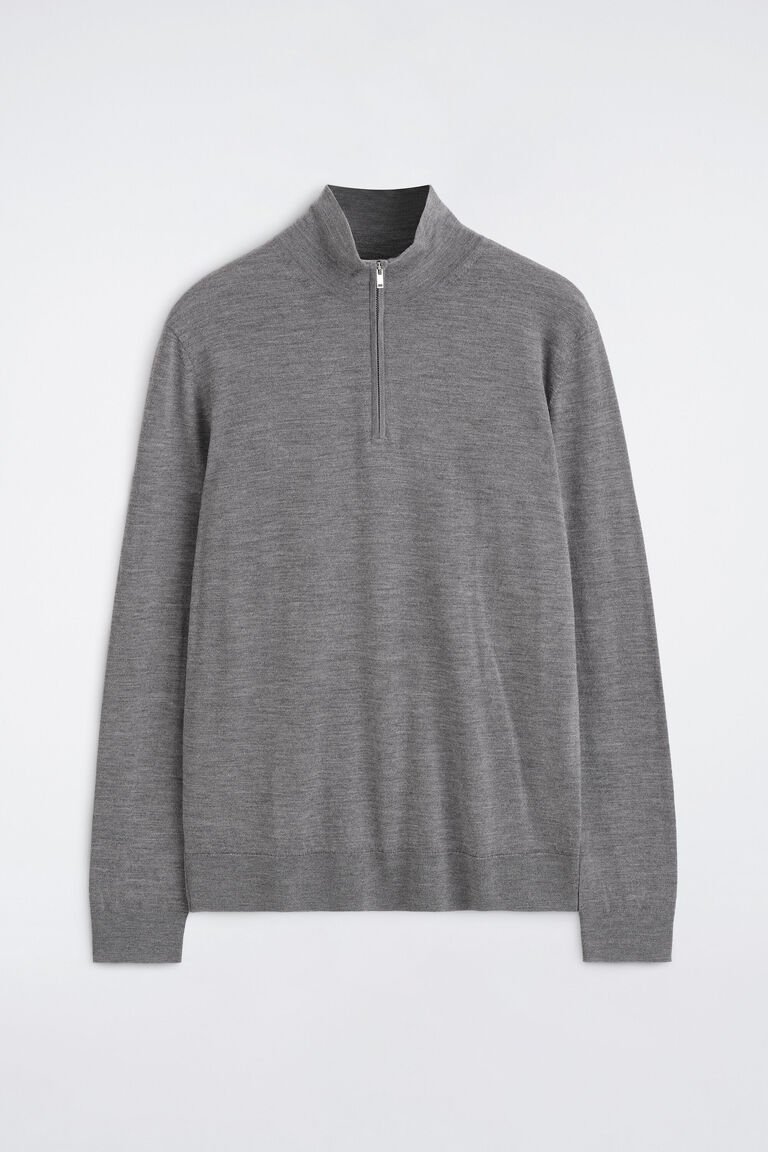 เสื้อสเวตเตอร์คอเต่าซิปหน้า ผ้าขนเมอริโนวูล