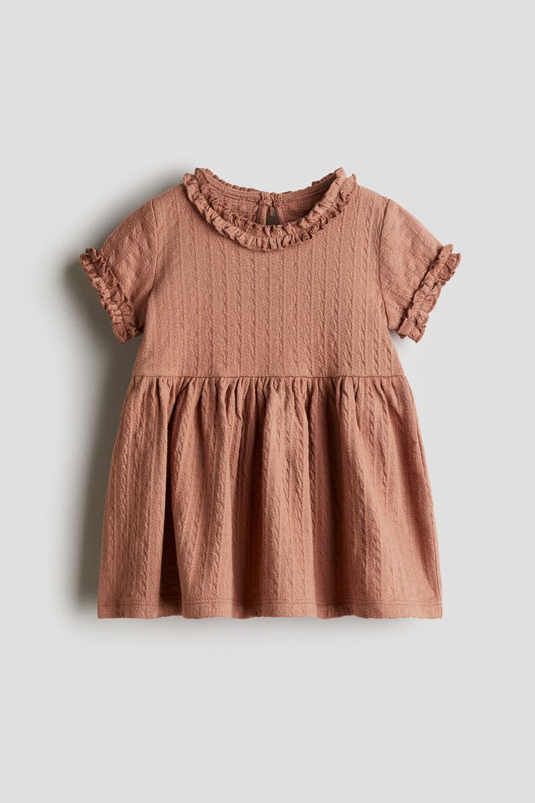 Frill-trimmed jacquard-jersey dress