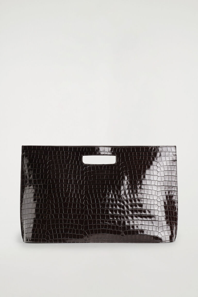 FOLIO OVERSIZED BAG - CROC-EFFECT LEATHER