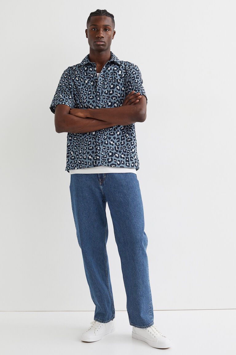 Regular Fit Short Sleeve Shirt - Blue Zebra