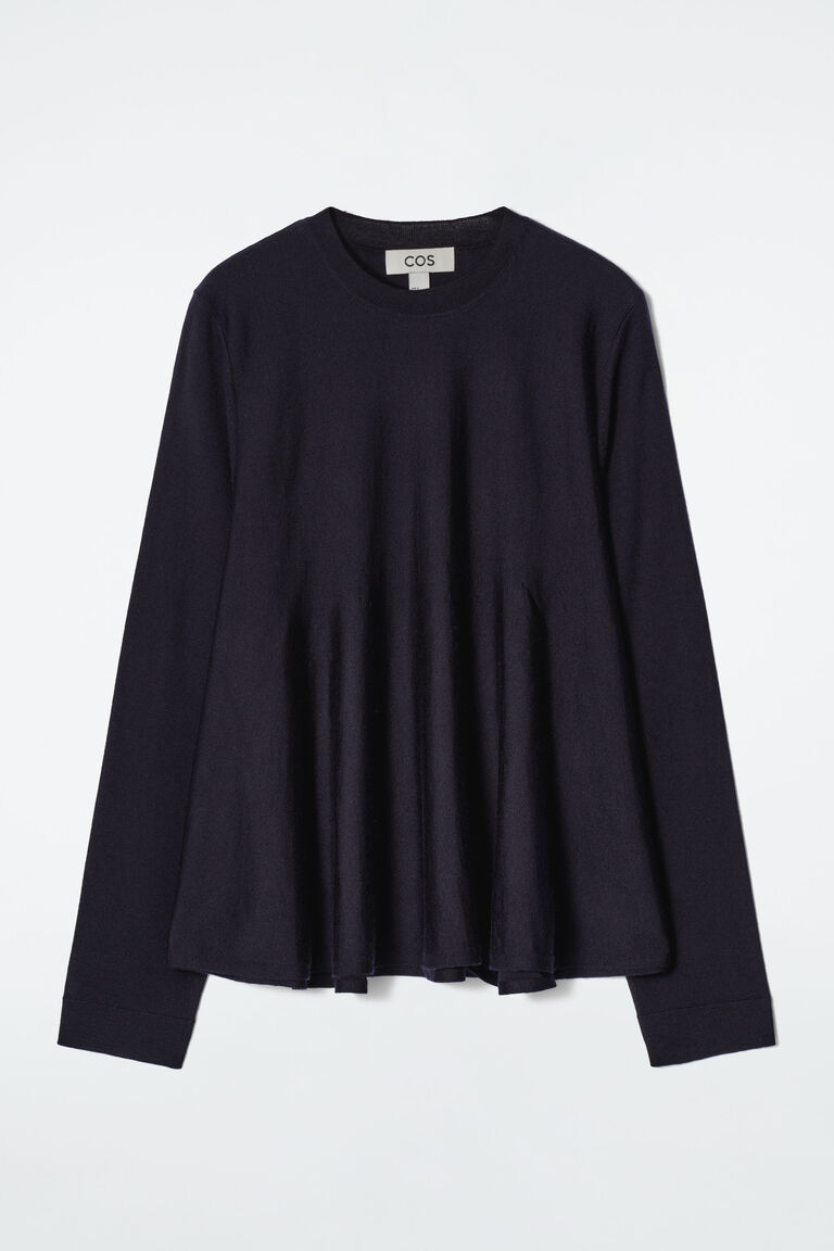 เสื้อจัมเปอร์ผ้าไหมพรมเมอริโนวูล ทรงปล่อย