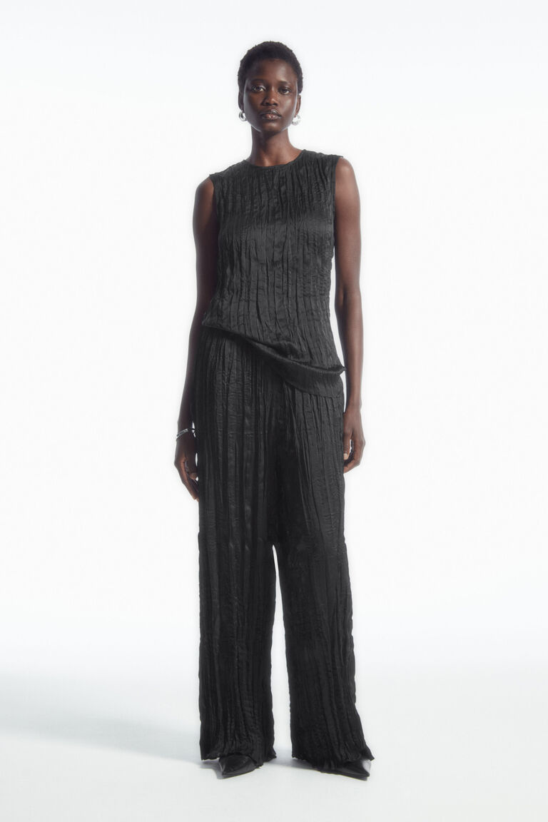 CRINKLED PLISSÉ TROUSERS