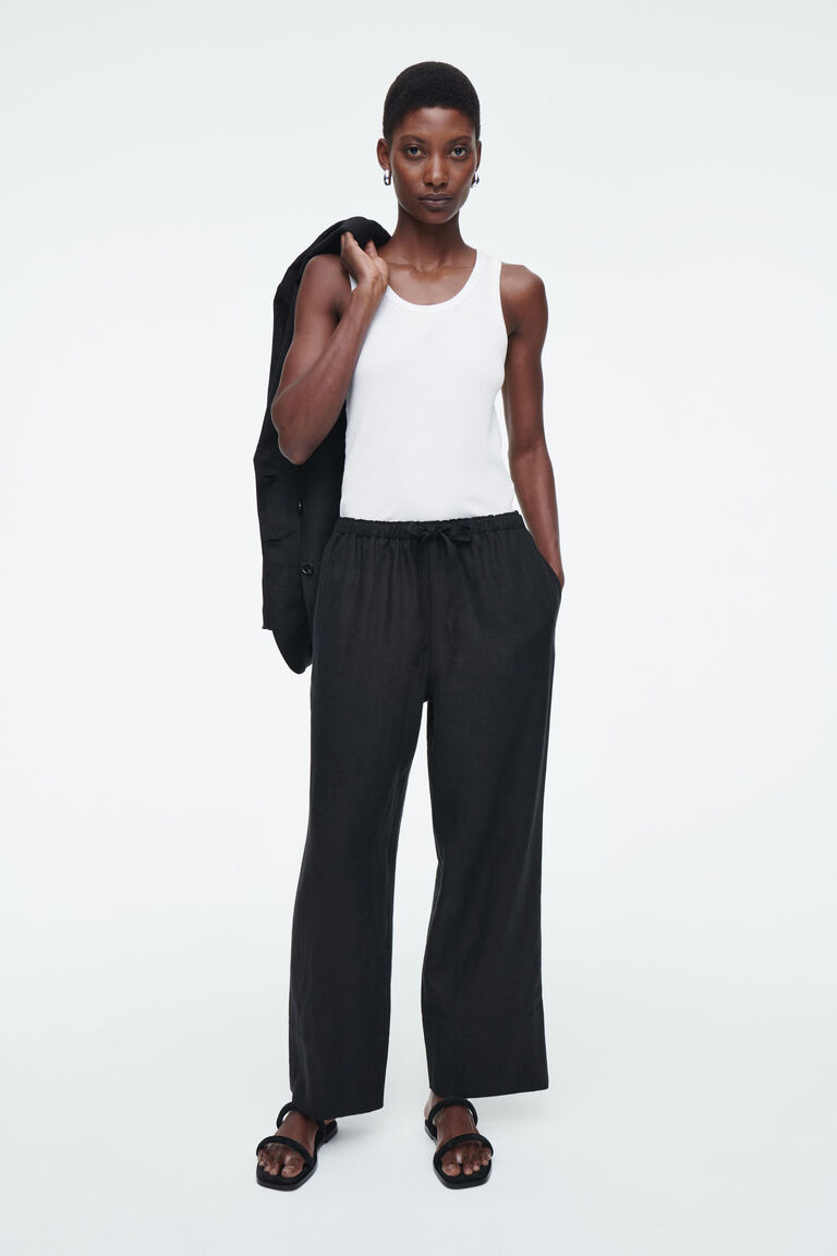 DRAWSTRING LINEN TROUSERS
