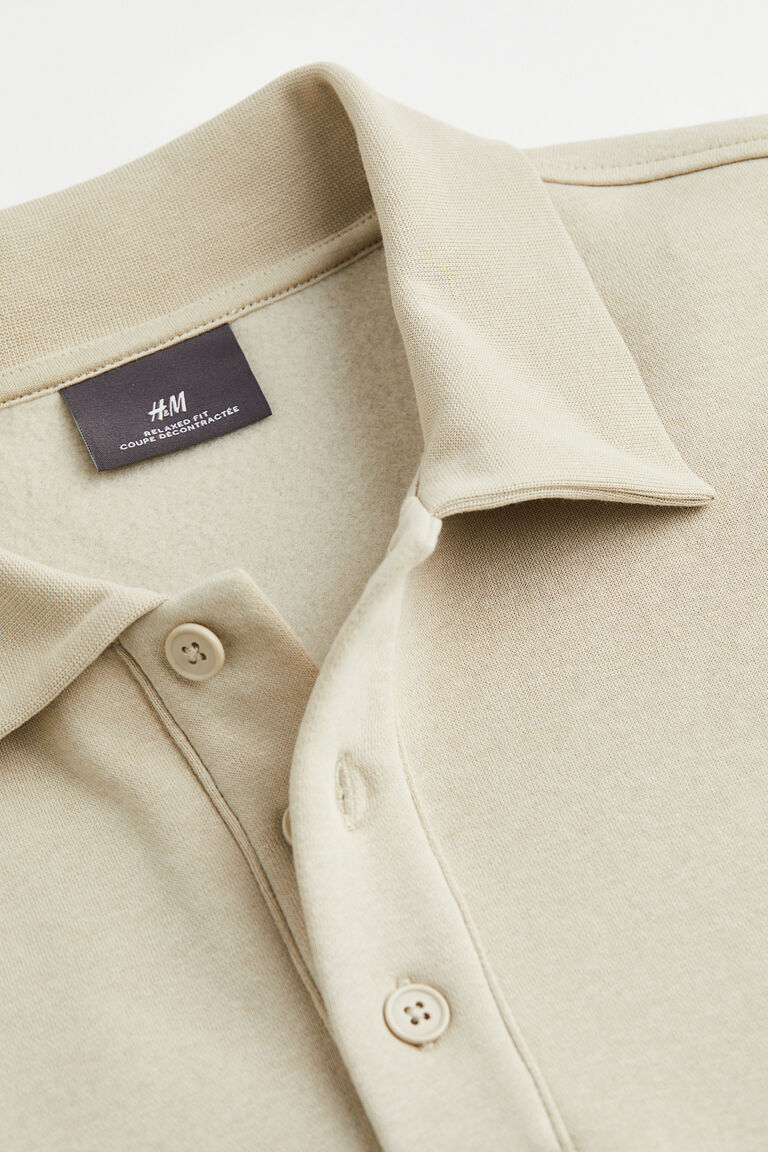 Relaxed Knit Polo Shirt Beige main image 0