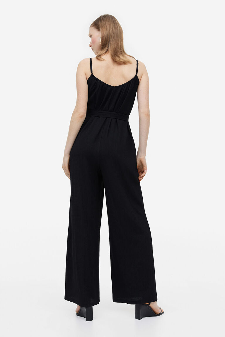 Tiebelt jersey jumpsuit