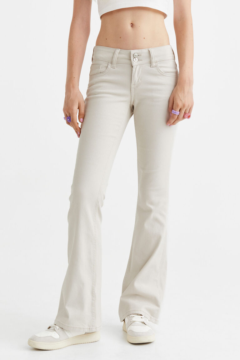 Flared twill trousers