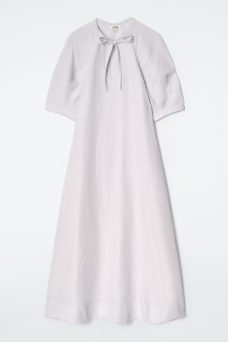 TIE-DETAIL MIDI DRESS