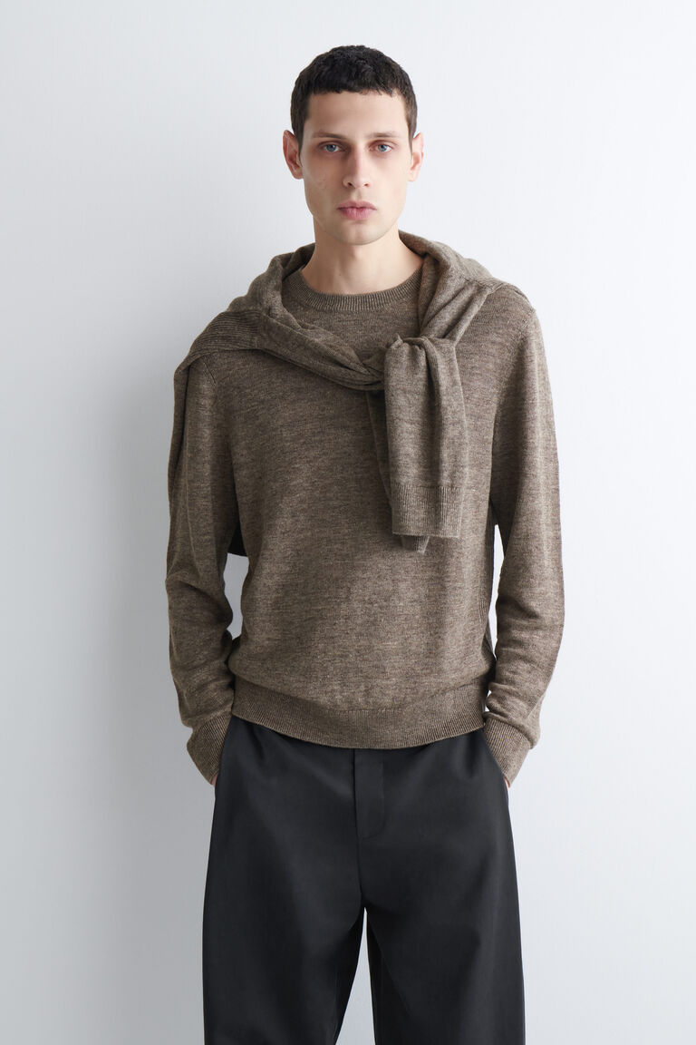 KNITTED LINEN CREW-NECK JUMPER