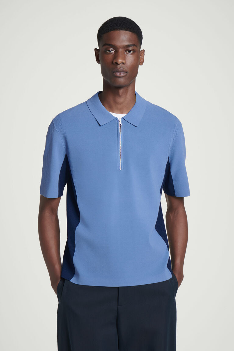 เสื้อโปโลซิปแบบผ้าตาข่าย (MESH-PANEL ZIP-UP POLO SHIRT)