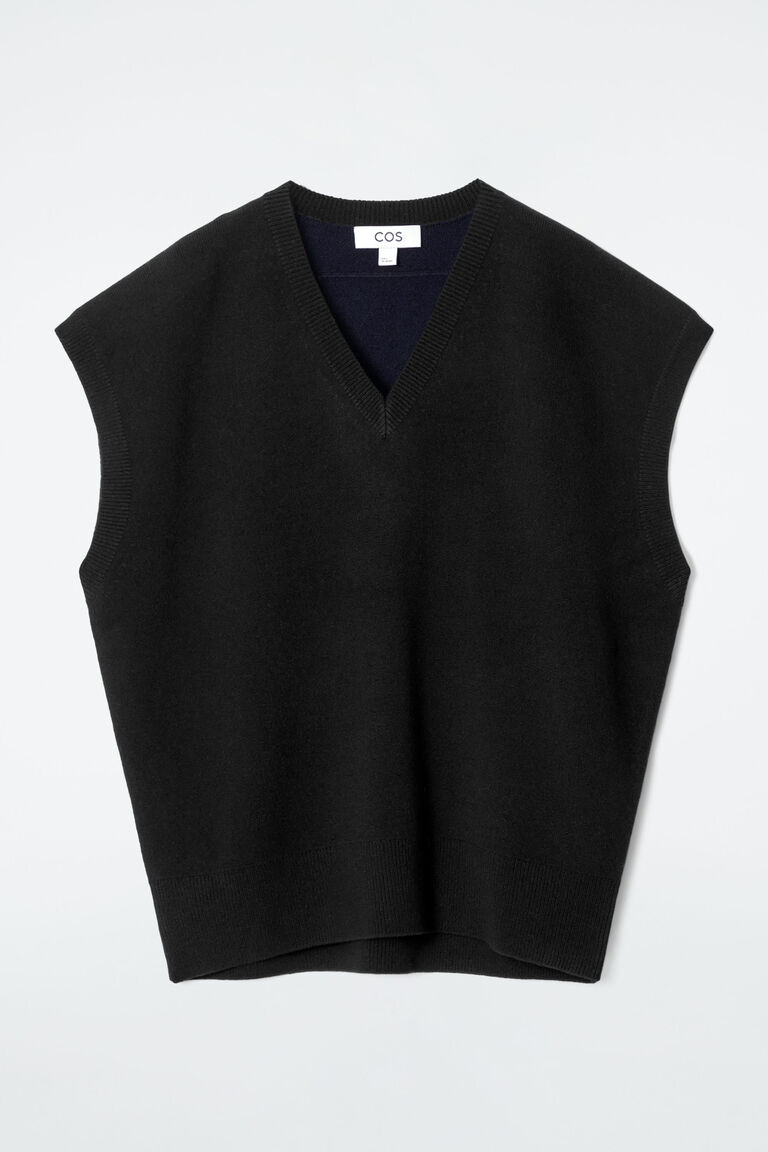 DOUBLE-FACED WOOL V-NECK VEST