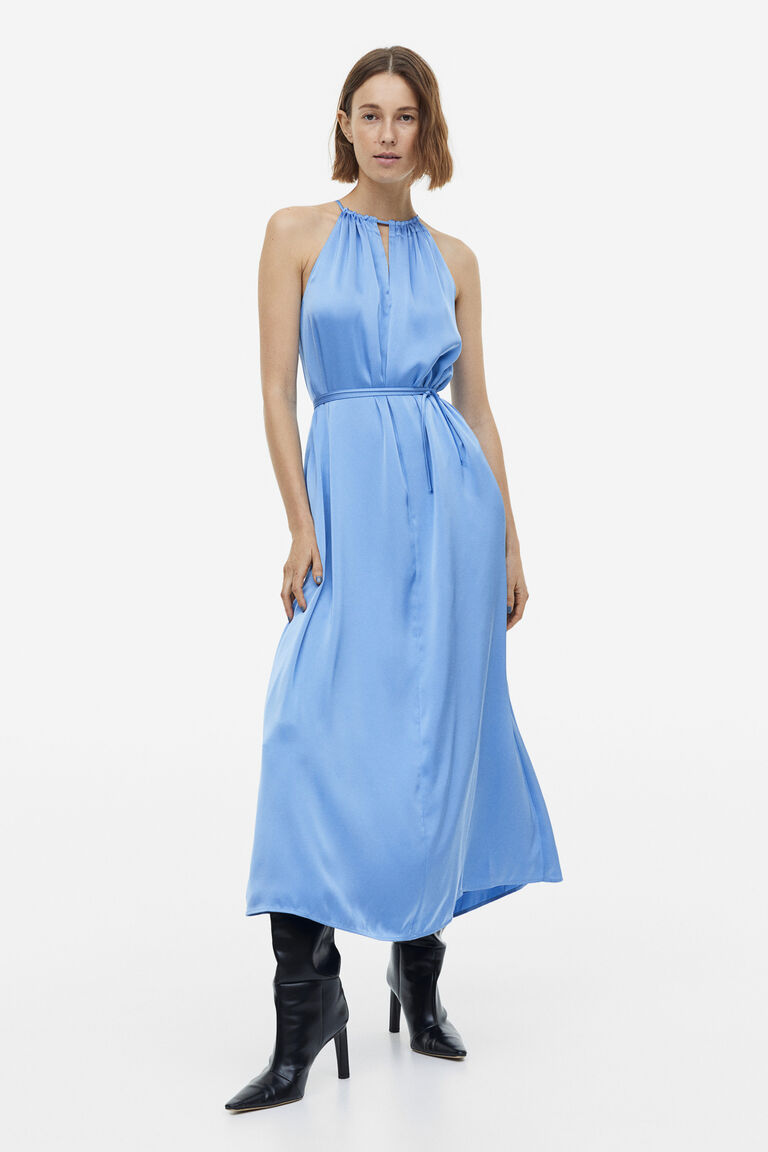 H&m blue silk dress best sale