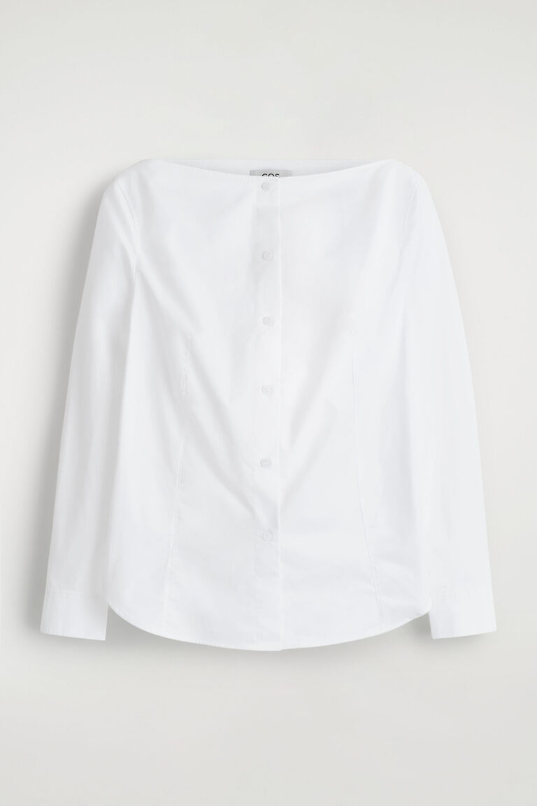 BOAT-NECK COTTON SHIRT