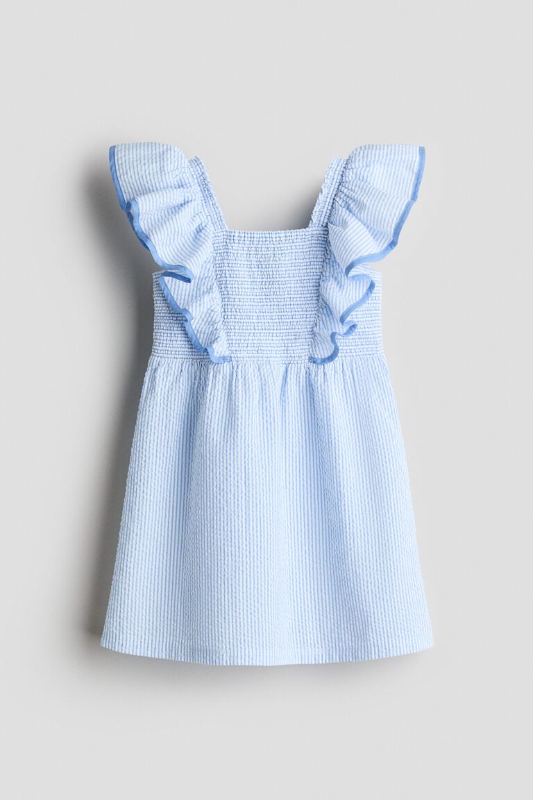 Smocked flounce-trimmed dress