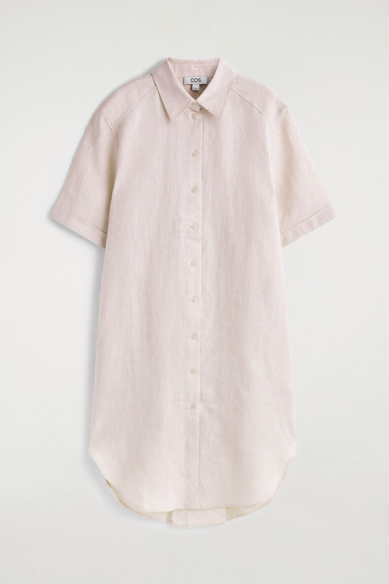 SHORT-SLEEVED LINEN SHIRT DRESS