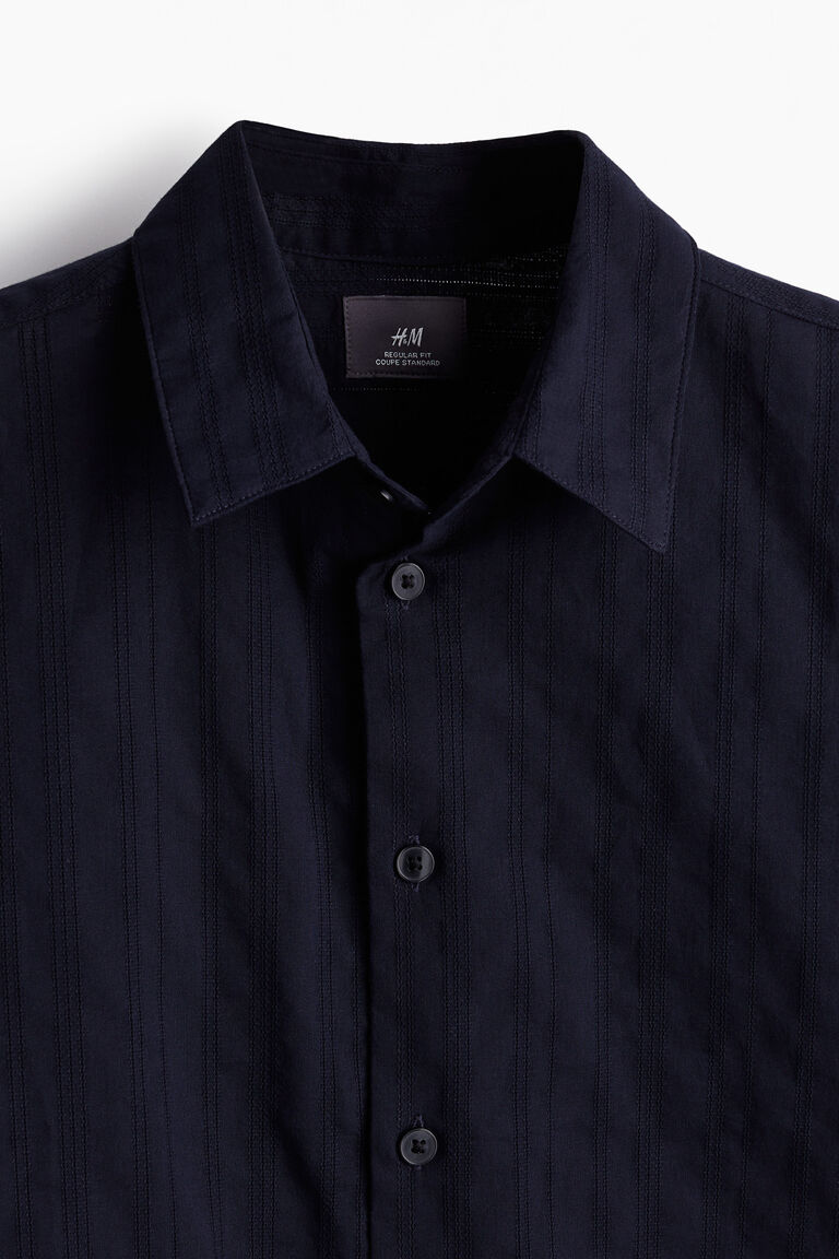 Regular-Fit Textured Shirt With Sleeve Adjustments