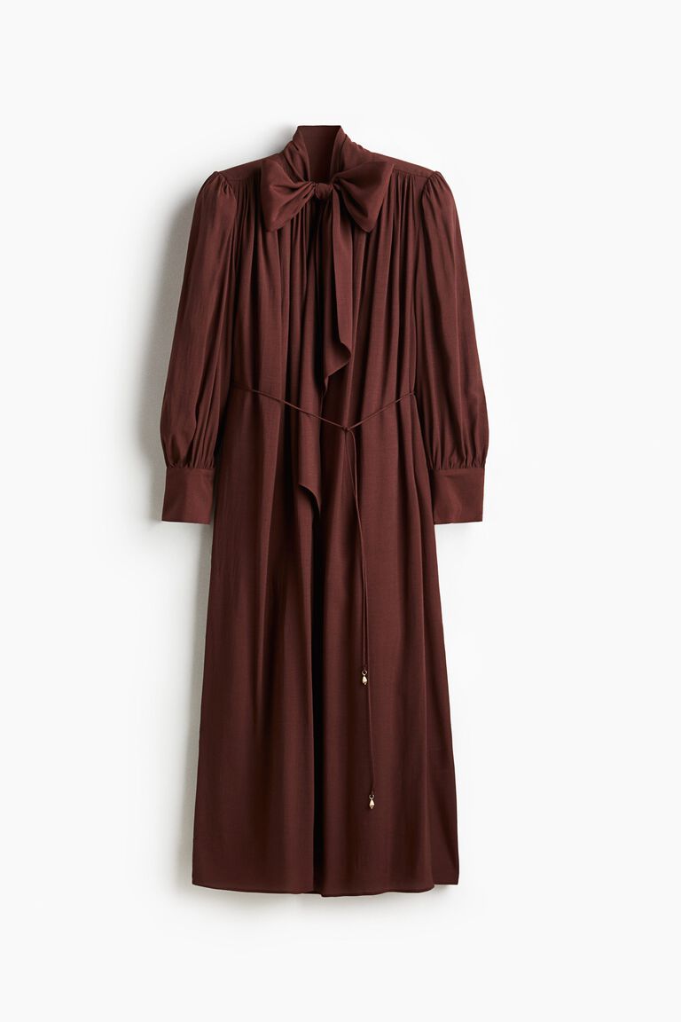 bow neck shirt dress Bow-collar shirt dress