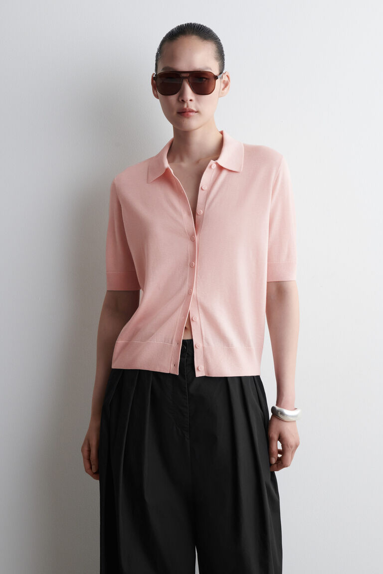 MERINO WOOL-BLEND POLO CARDIGAN