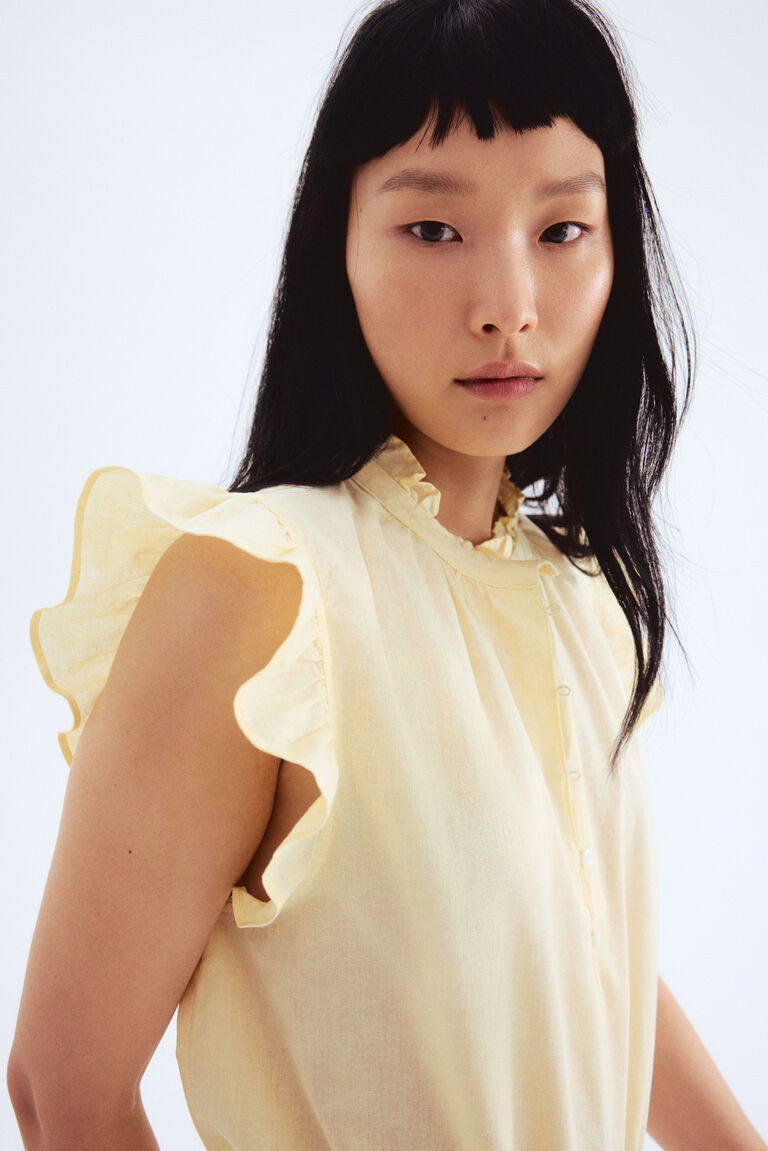Linen-blend blouse