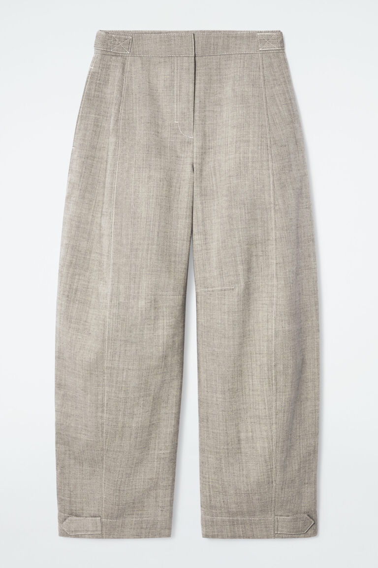 WOOL BARREL-LEG UTILITY TROUSERS