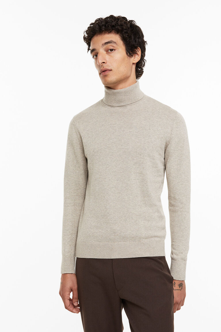Slim Fit Fine-knit polo-neck jumper