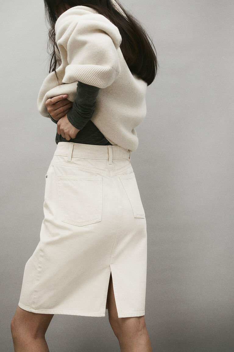 Ril Pencil Hw Knit Skirt Light Grey Melange