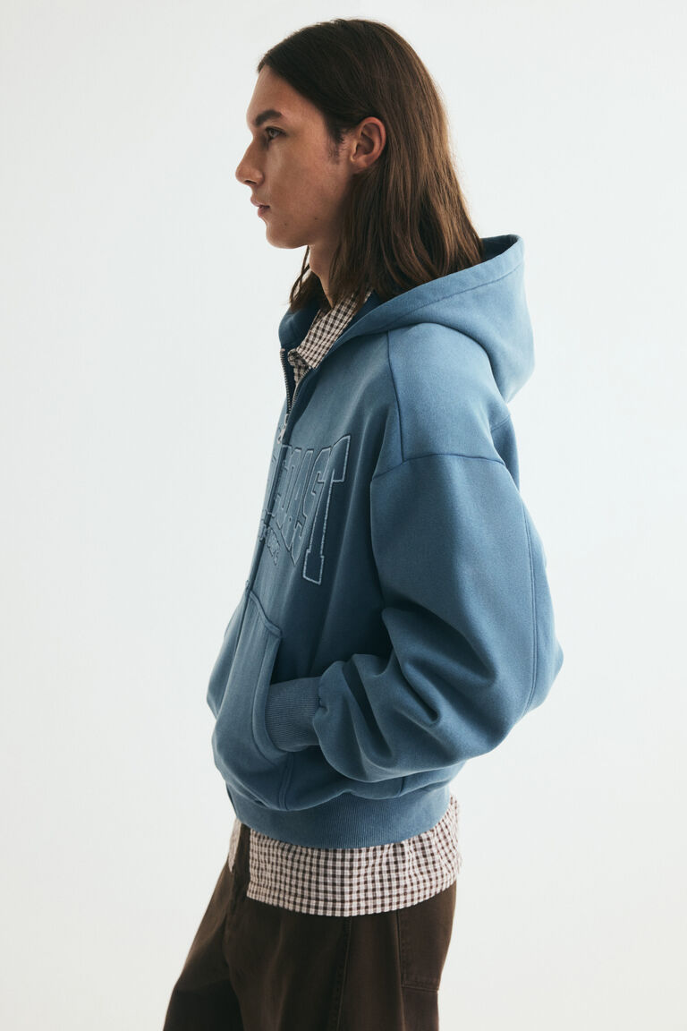 Oversized Fit Printed zip-through hoodie