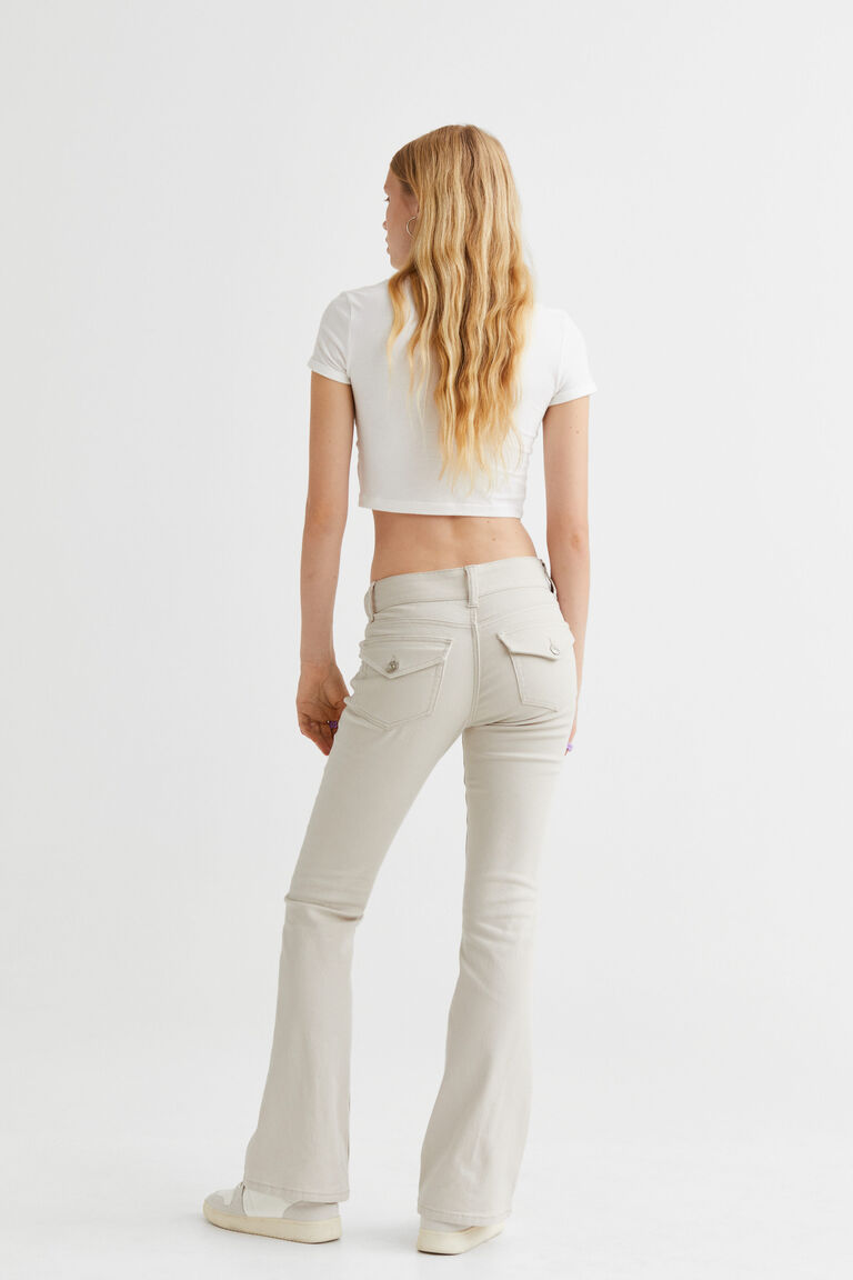 Women Blue Twill Mid Rise Flared Pants main image 1