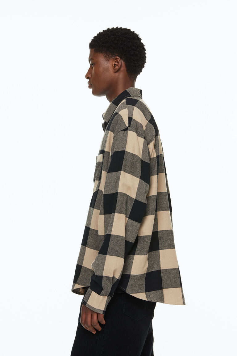 Relaxed Fit Checked Flannel Shirt Classic Blue
