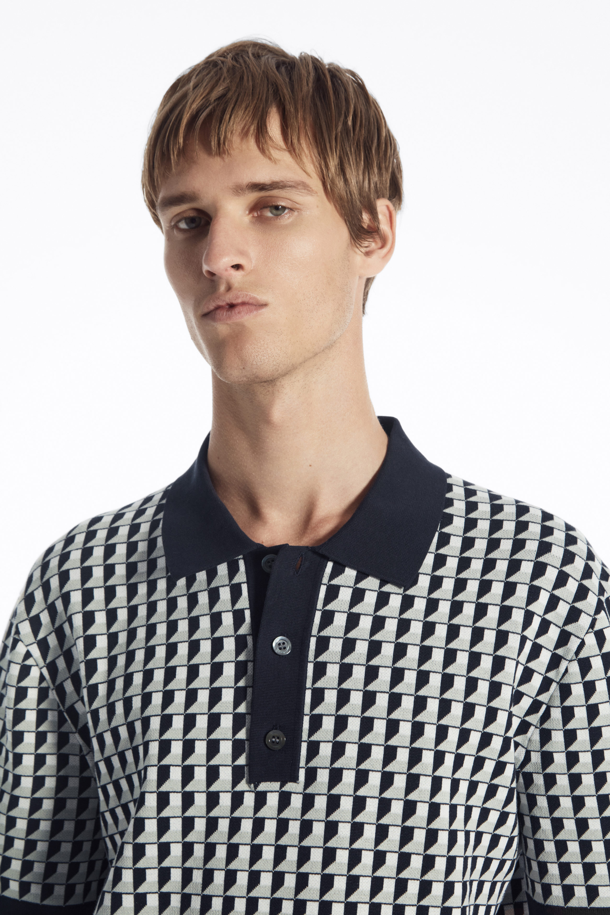 GEOMETRIC-JACQUARD POLO SHIRT