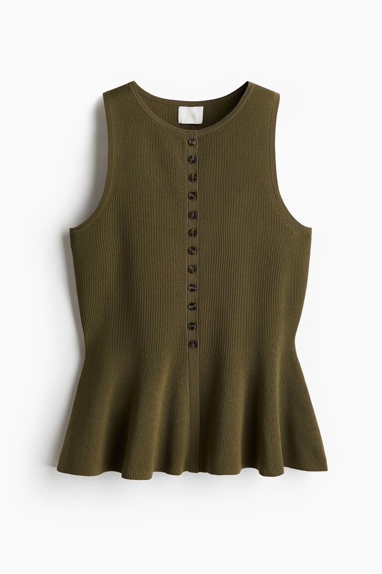 Rib-knit peplum waistcoat