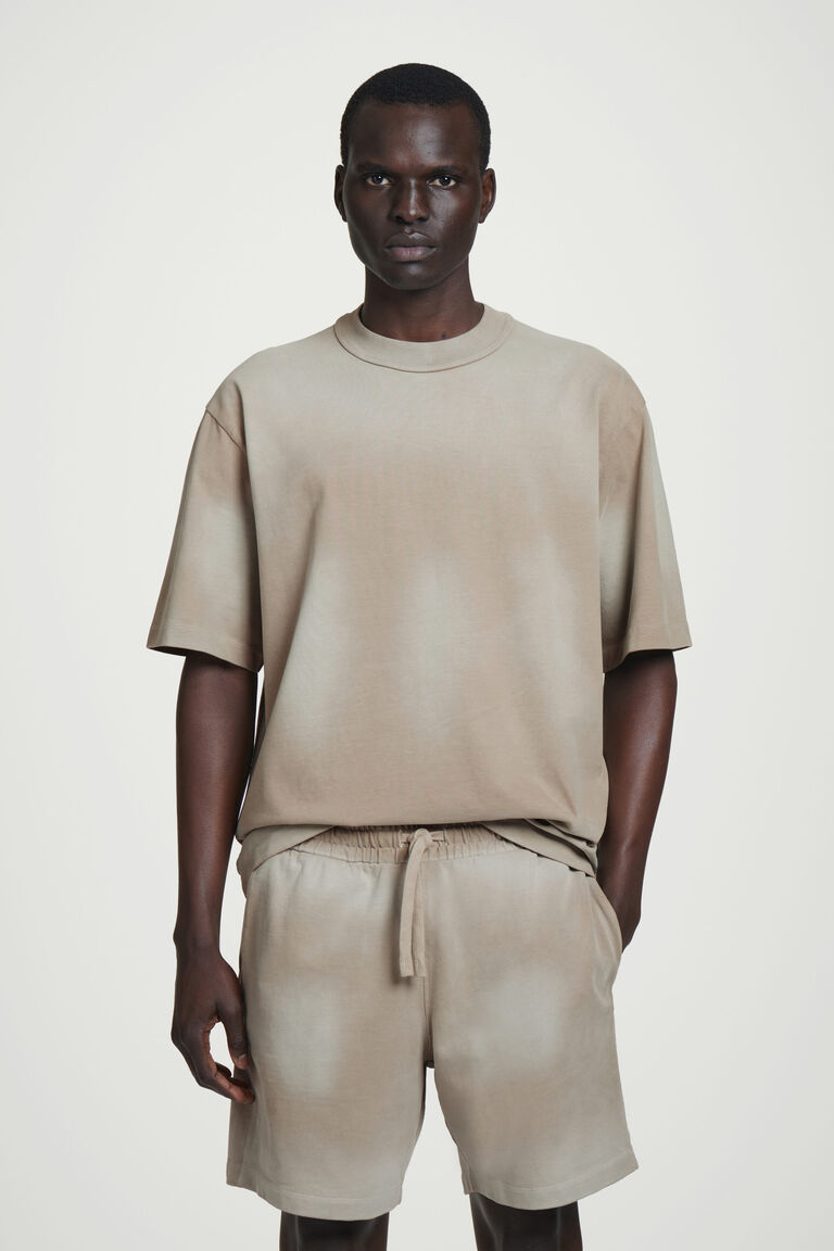 OVERSIZED WASHED-JERSEY MOCK-NECK T-SHIRT