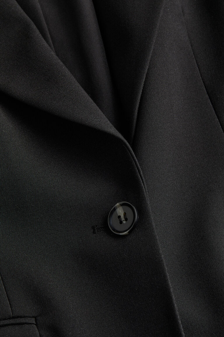 0250~Single-breasted Blazer with Silk Front Drape and Details