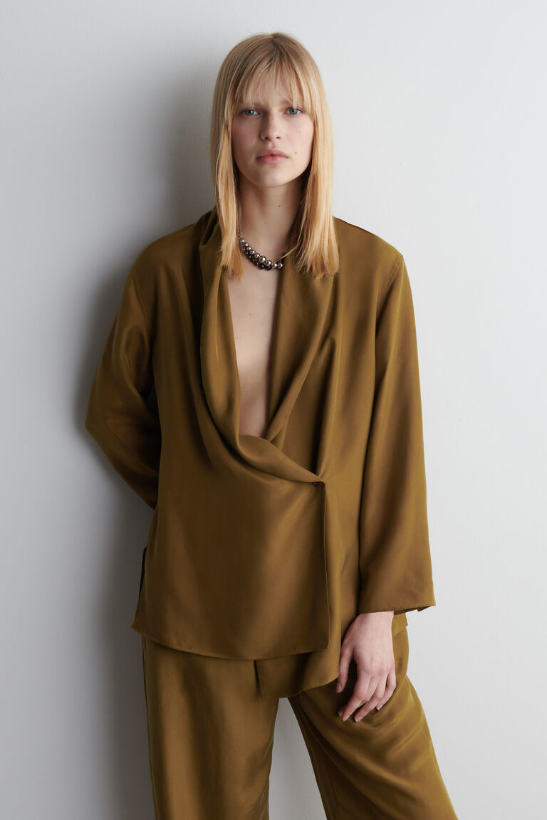 NO RETURN & EXCHANGE - SHAWL-LAPEL SILK BLAZER