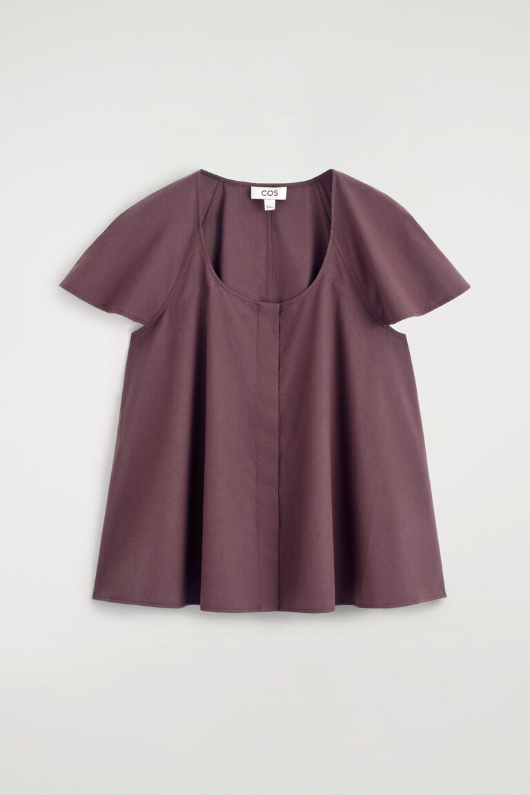FLUTED-SLEEVE COTTON BLOUSE