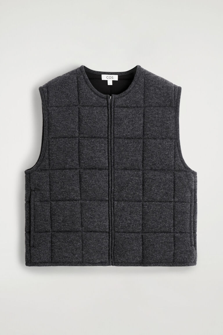 PADDED QUILTED KNITTED MERINO WOOL GILET