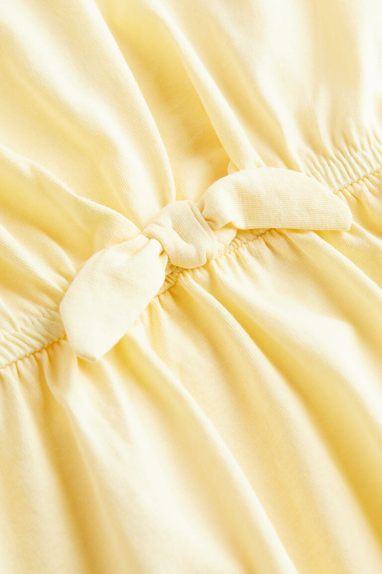 17175 Yellow Tie Waist Check Dress