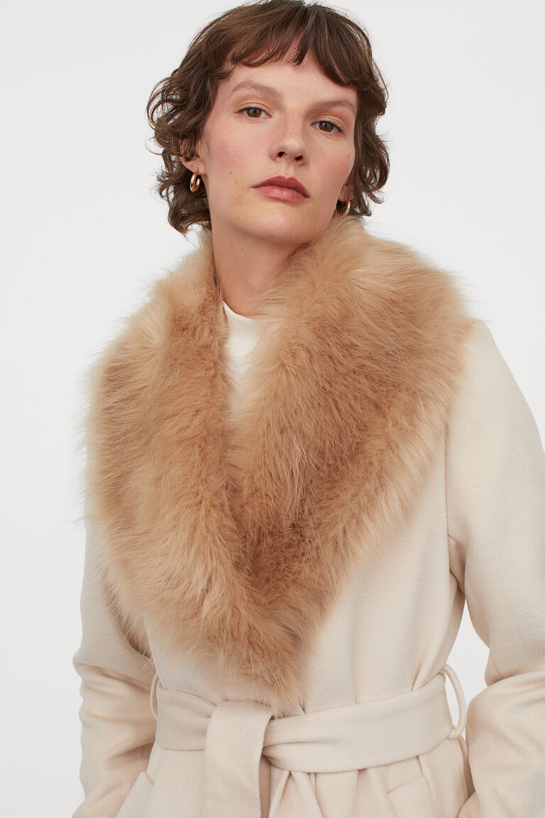 Faux furcollared coat