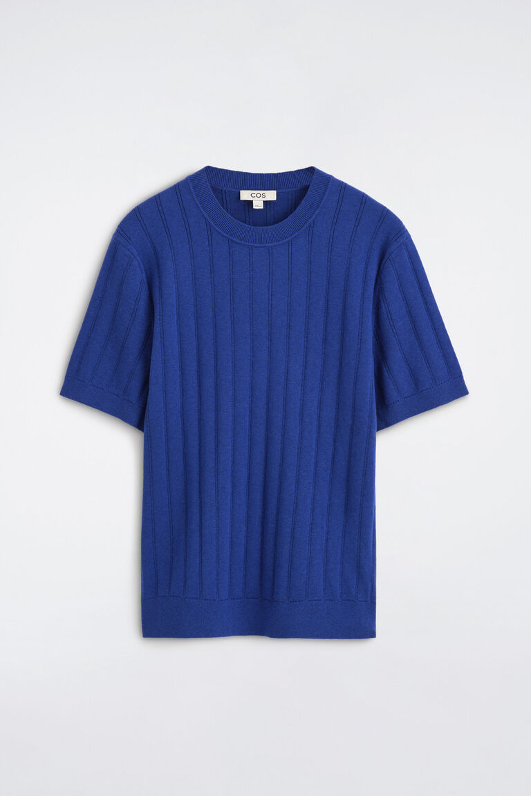 RIBBED MERINO WOOL-COTTON T-SHIRT