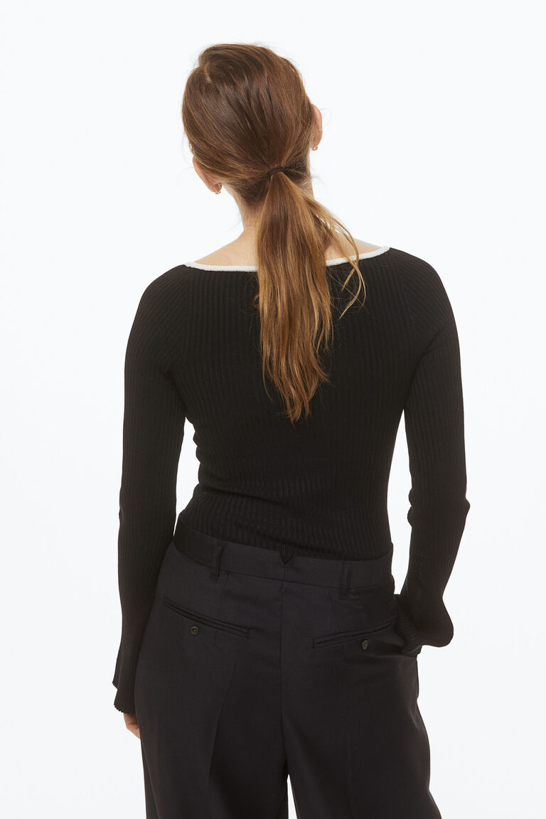 Rib Knit Button Detail Jumper - Light Marl Grey