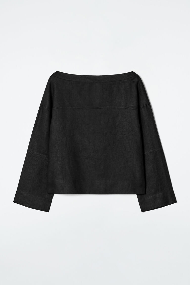 TIE-DETAIL LINEN BLOUSE