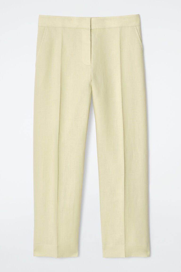 LINEN SLIM-LEG TROUSERS