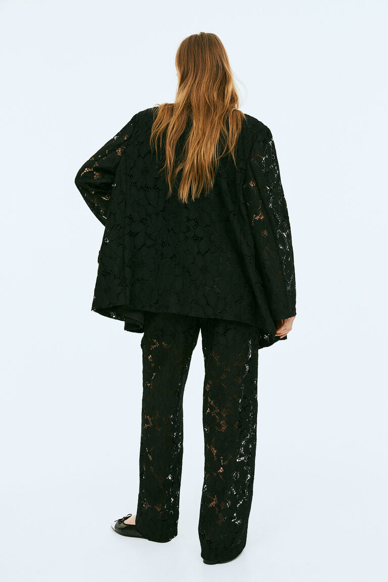 Premium Black Lace Trim Trousers main image 1