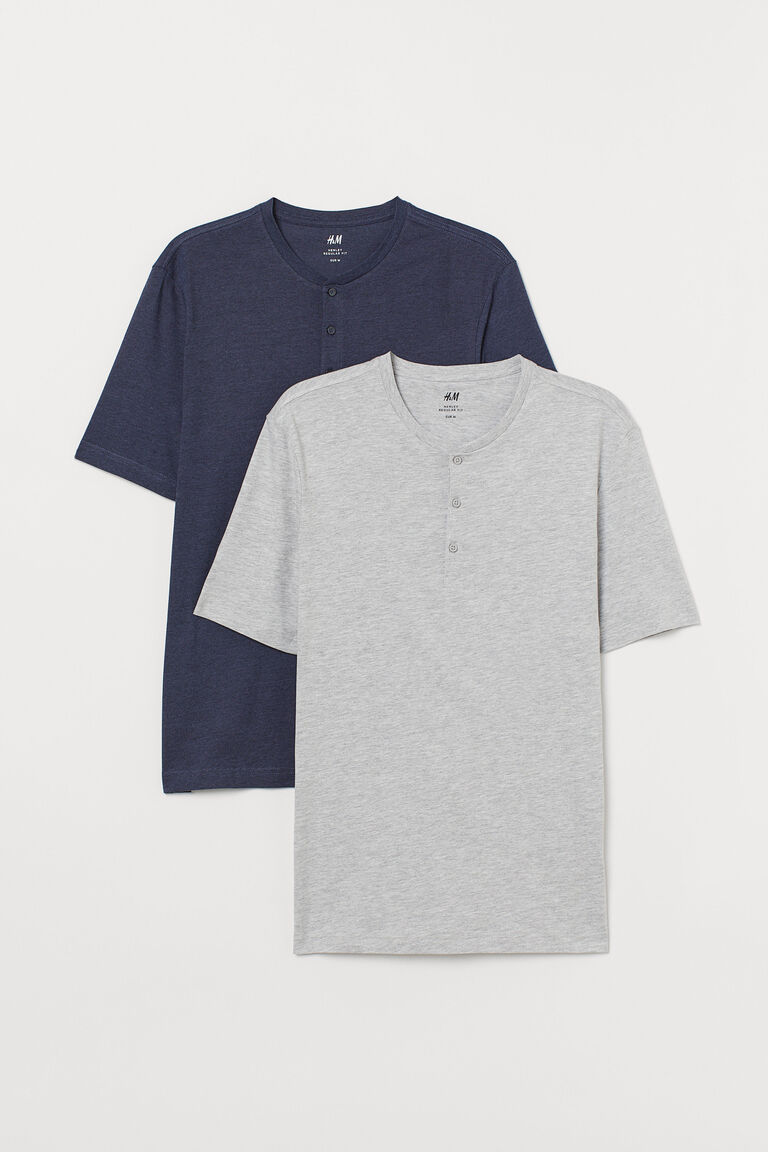 2 Pack Regular Fit Henley Tops 2 Pack Regular Fit Henley Tops