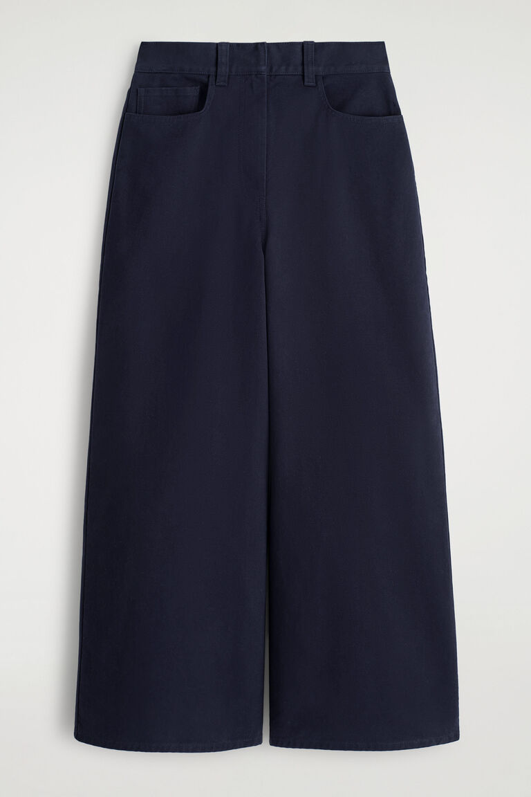 COTTON CROPPED WIDE-LEG TROUSERS