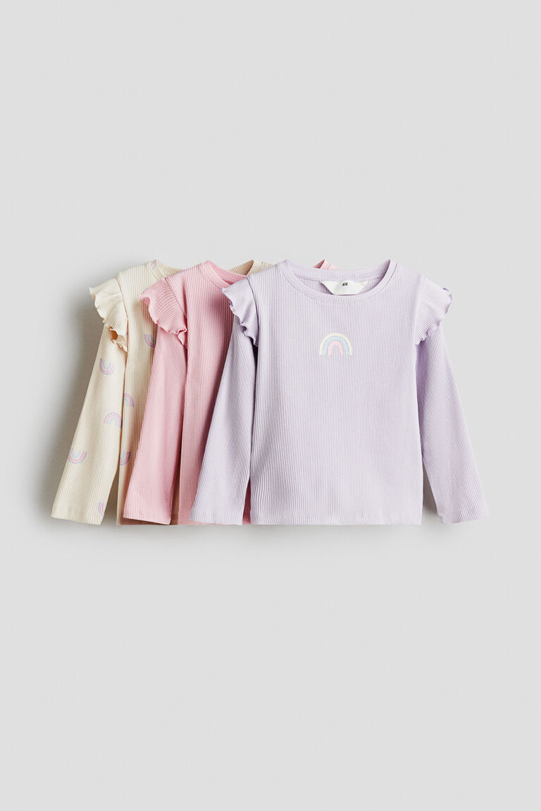 3-pack frill-trimmed jersey tops